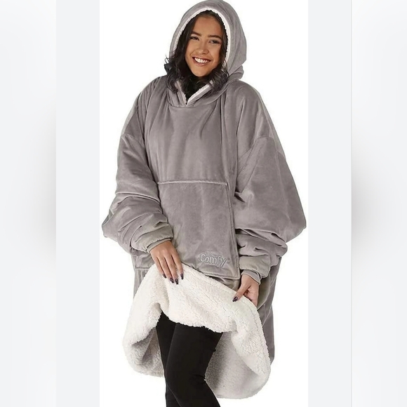 The Comfy Wearable Blanket Snuggie Gray Hoodie Unisex One-Size - Picture 1 of 10